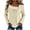Khaki, variant on Women's Spring/Summer Casual Loose-Fit Striped Long-Sleeve Top – Asymmetric Neck & Vertical Stripe Print Blouse