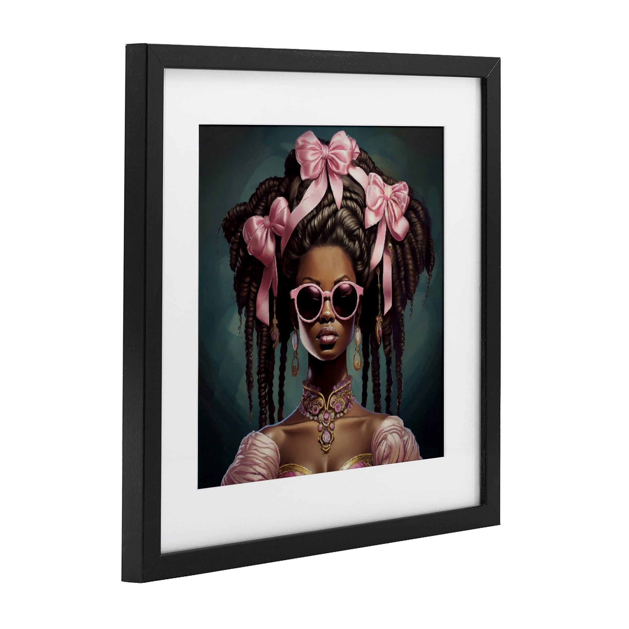 Stupell Industries Rococo Woman With Bows Black Framed Print Under Glass, design by Grotto Studios