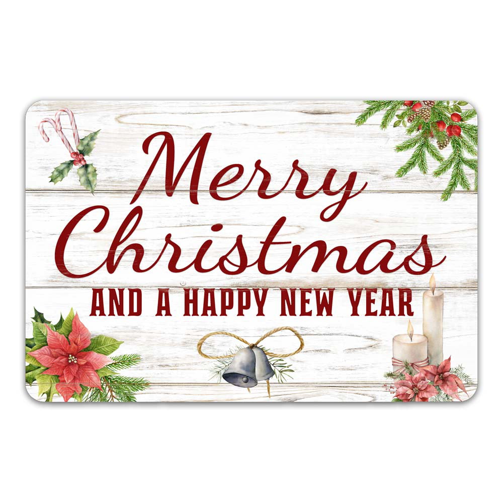 Merry Christmas and a Happy New Year Sign Farmhouse Christmas ...