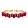 1 CT Baguette Cut Ruby Half Eternity Ring in Prong Setting for Women, July Birthstone Ring, 14K Rose Gold, Size: US 9.00