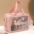 thumbnail image 2 of Bolsa de cosméticos húmeda y seca de gran capacidad de doble capa de PU, bolsa de aseo impermeable gruesa, bolsa de almacenamiento de viaje, rosa, 2 of 4