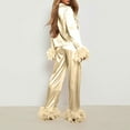 thumbnail image 6 of Womens 2 Piece Long Sleeve Lapel Shirt Pants Pajamas Sets Sisters Sleep, 6 of 9
