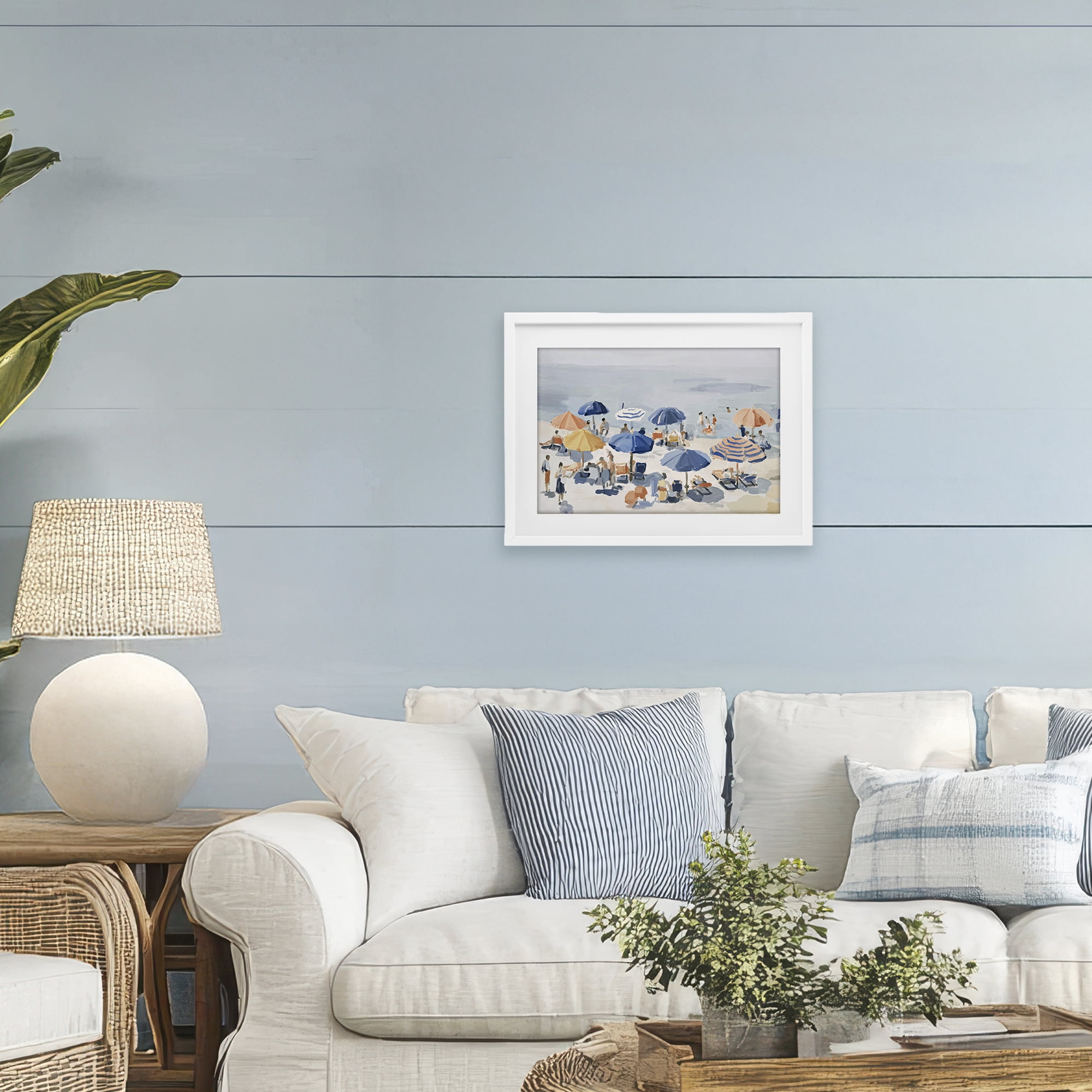 Stupell Industries Summer Fun Beach Crowd White Framed Print Under Glass, design by Jacky Ngan