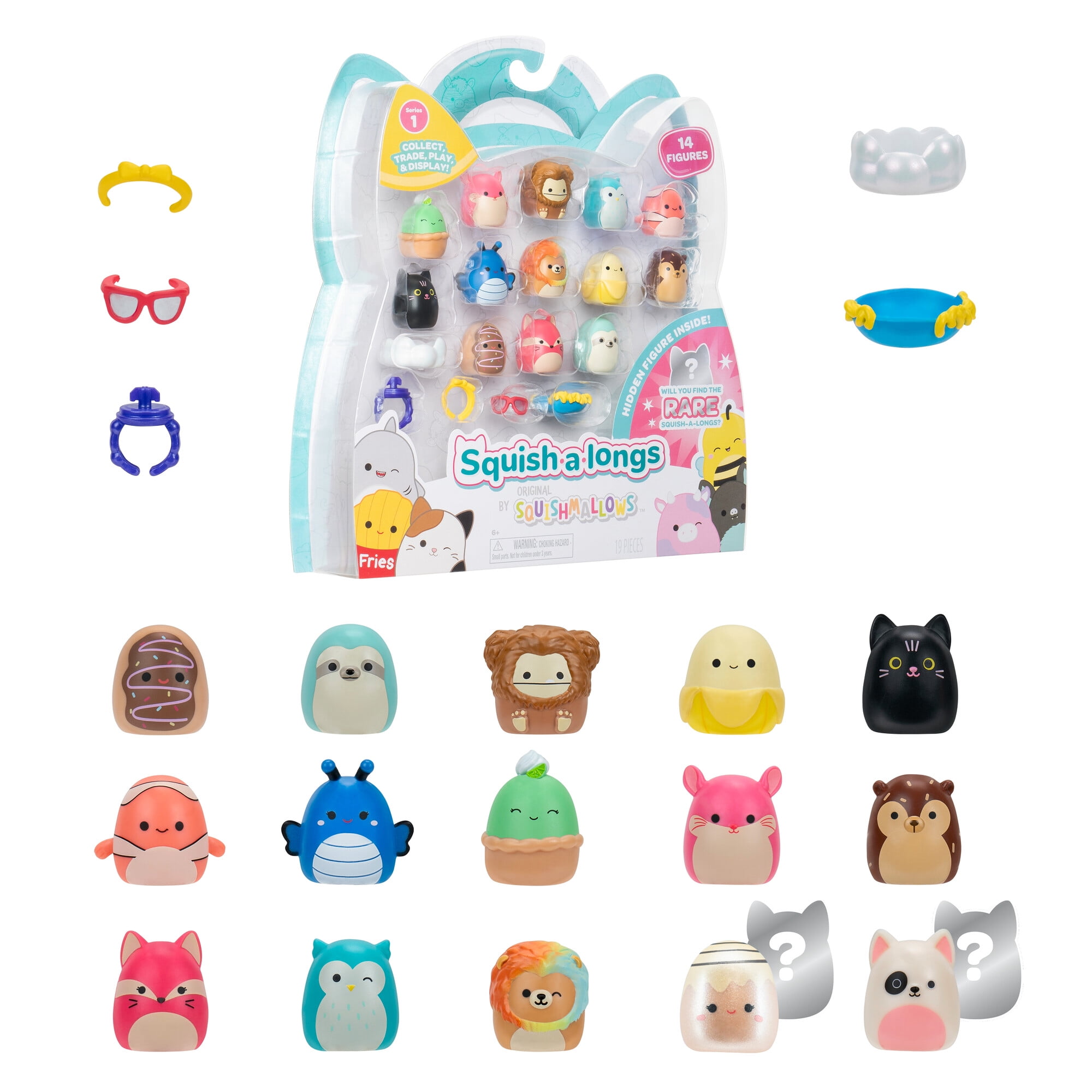 Squish-a-longs by Original Squishmallows 14 Pack - (14) 1 inch Mini-Squish with Accessories
