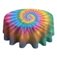 thumbnail image 4 of Rainbow Tie Dye Mandala Pattern Round Tablecloth 60"x60",Wrinkle Wipeable Table Cloth for Kitchen Dining Room Picnic Patio Party, 4 of 6