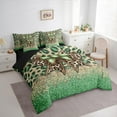 thumbnail image 3 of Manfei Wildlife Cheetah Hide 7-Piece Bedding Comforter Set,Cartoon Bow Knot King Bedding Sets,Green Gold Cheetah Pattern Bed Sheets For Kids,Super Cozy Room Decor Reversible, 3 of 8