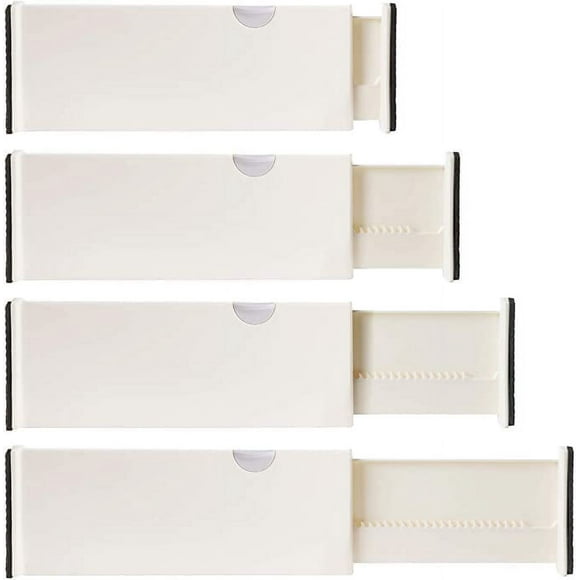 4 Adjustable Drawer Dividers Organize Silverware and Utensils in Home Kitchen Divider for Clothes in Bedroom Dresser Designed to Not Snag Underwear and Bra Fabrics Bathroom Storage Organizers