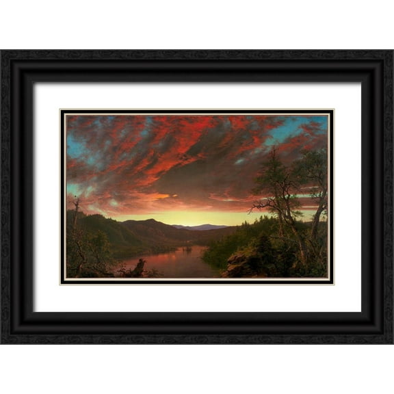 Church, Frederic Edwin 14x10 Black Ornate Wood Framed with Double Matting Museum Art Print Titled - Twilight in the Wilderness
