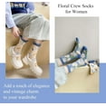 thumbnail image 4 of 5 Pairs Vintage Floral Crew Socks for Women, Soft Cotton Embroidered, Cottagecore Ruffle Socks for Casual & Dress Wear, 4 of 7