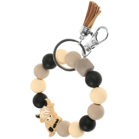 FONDOTIN Beads Wristlet Keychain Silicone Bracelet Style Prevent Loss 1Pack
