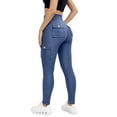 thumbnail image 6 of BVnarty Women's High Waist Tummy Control Cargo Leggings with Buttoned Pockets, Skinny Fit Athletic Trousers for Gym Workout Blue L, 6 of 9