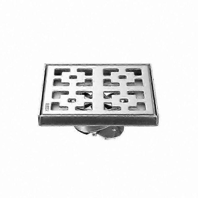 Square Floor Drain with Hair Catcher and Odor Block, 15x15cm, Stainless Steel Finish