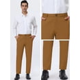 thumbnail image 4 of INSPIRE CHIC Brown Dress Pants for Men's Straight Fit Solid Color Flat Front Chino Trousers 36, 4 of 6