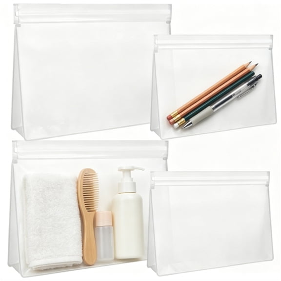 4 Pack Clear Toiletry Bags – Waterproof PVC BPA-Free Makeup Organizer Set for Carry-On,Toiletries & Accessories (2 Sizes)