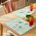 thumbnail image 4 of Green Flowers Placemats Set of 8 Spring Floral Elegant Pastoral Botanical Place Mats Indoor Wipeable Table Mats Washable Cloth Dining Table Placemats for Kitchen Holiday Party Home Decor 13x19 Inch, 4 of 9