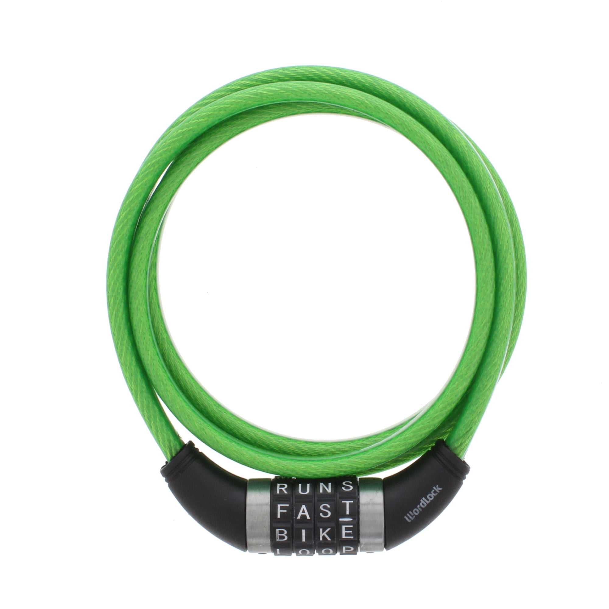 Wordlock Triple Core Bike Lock, 6ft x 12mm Resettable Steel Cable Lock, Green