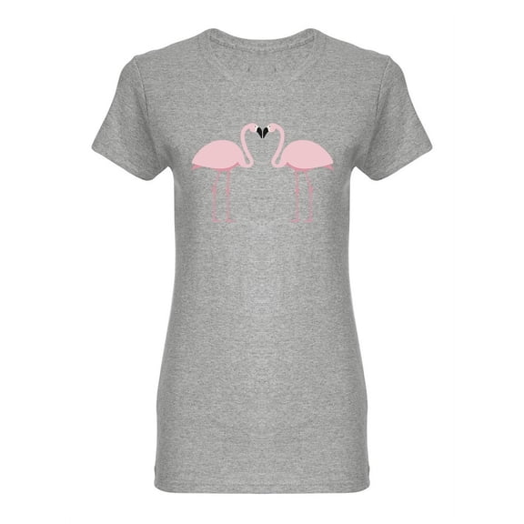 Cartoon Pink Flamingo Couple Shaped T-Shirt Women -Image by Shutterstock, Female x-Large