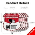 thumbnail image 2 of Video Surveillance Property Protected By Video Surveillance. No Trespassing Loitering Soliciting (5 Pack) 12 inch X 12 inch Shield-Shaped Rust-Free Aluminum Metal Signs Made in the USA, 2 of 7