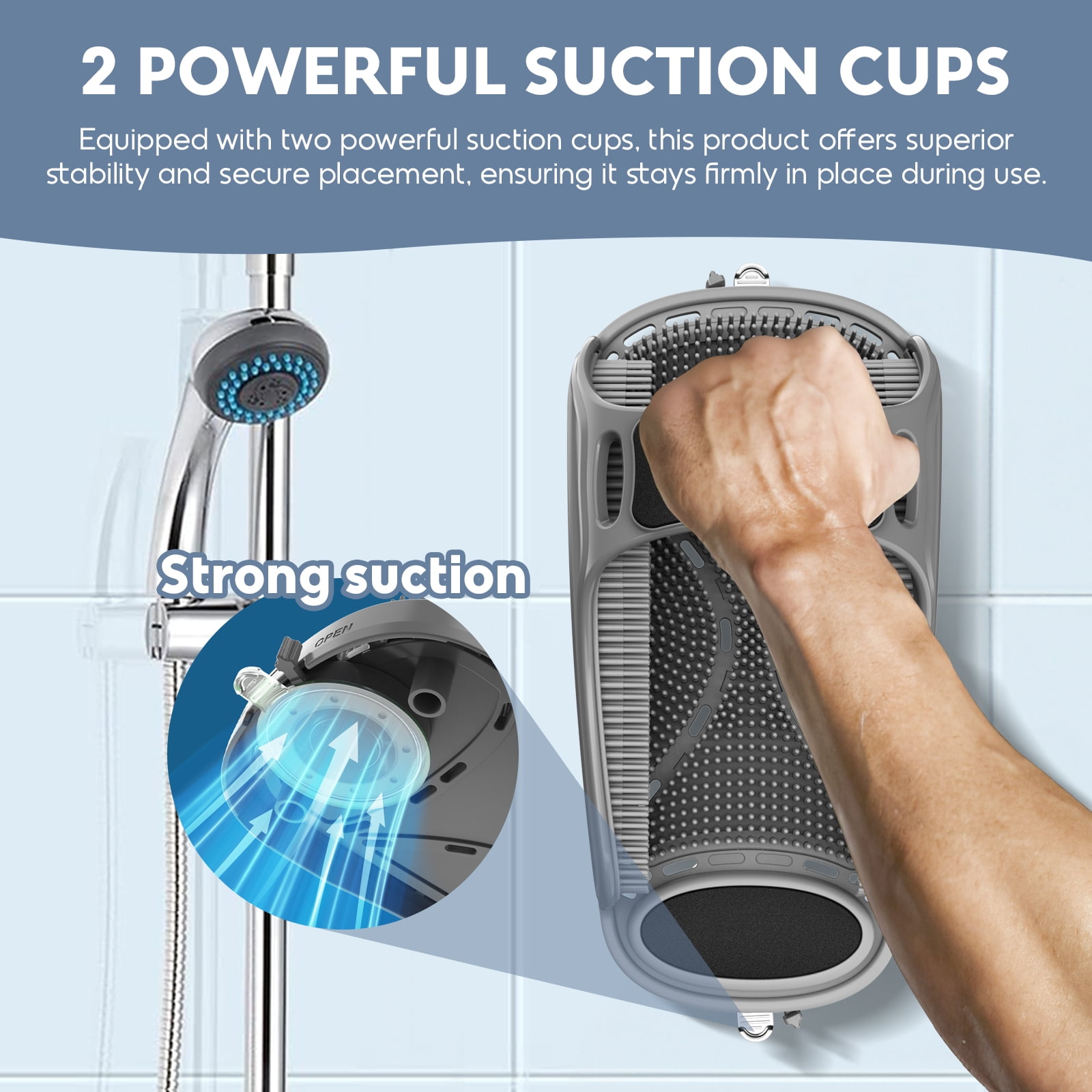 Aukfa Shower Foot Scrubber, Non-Slip Foot Washer Slipper Care for Exfoliating and Cleaning, Gray, 1 Piece