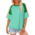 thumbnail image 2 of Plebaso T-Shirts Oversize pour Femmes Manches Courtes d'Été Décontracté Col Rond Ample, 2 of 7