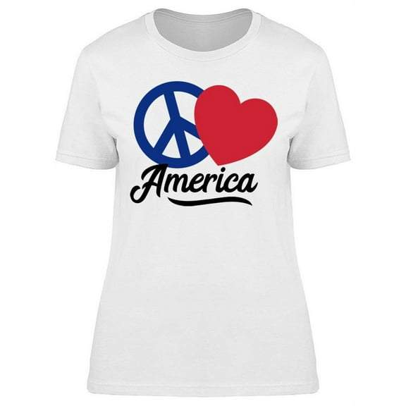 American Heart And Peace Sign T-Shirt Women -Image by Shutterstock, Female Medium