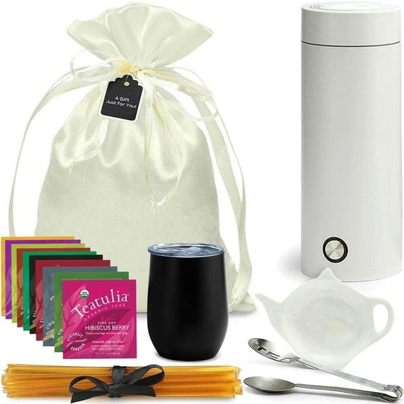 Organic Tea Lovers Gift Set with Portable Kettle, 25 Piece