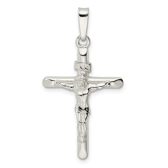 Sterling Silver Crucifix Cross Pendant Necklace for Men and Women Jesus Christian Jewelry Catholic Style Spiritual Devotional Faith Symbol Polished Metal Religious Accessory