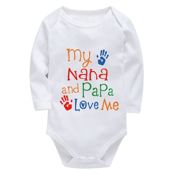 My Nana And Papa Love Me Infant Outfits for Boys Long Sleeve Neutral Baby Romper White 0-3 Month Outfit Boy