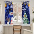 thumbnail image 3 of Navy Blue Snowman Christmas Sheer Curtains 72 Inches Long, Xmas Tree Ball Winter Snowflake Light Filtering Window Curtains for Living Room, Rod Pocket Voile Sheer Curtain Drapes, 52"Wx72"L, 2 Panels, 3 of 9