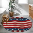 thumbnail image 4 of 4th of July Large Area Rugs for Bedroom Living Room, Soft Non Slip Carpet Bedside Rug, Vintage Red Beige Stripes Independence Day Round Floor Cover Kitchen Accent Rug 4' for Dining Room/Office, 4 of 9