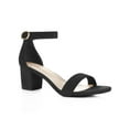 thumbnail image 1 of BLISSFUL STEP Women's Shoes Open Toe Mid Block Heel Ankle Strap Faux Suede Sandals Black 10.5, 1 of 8