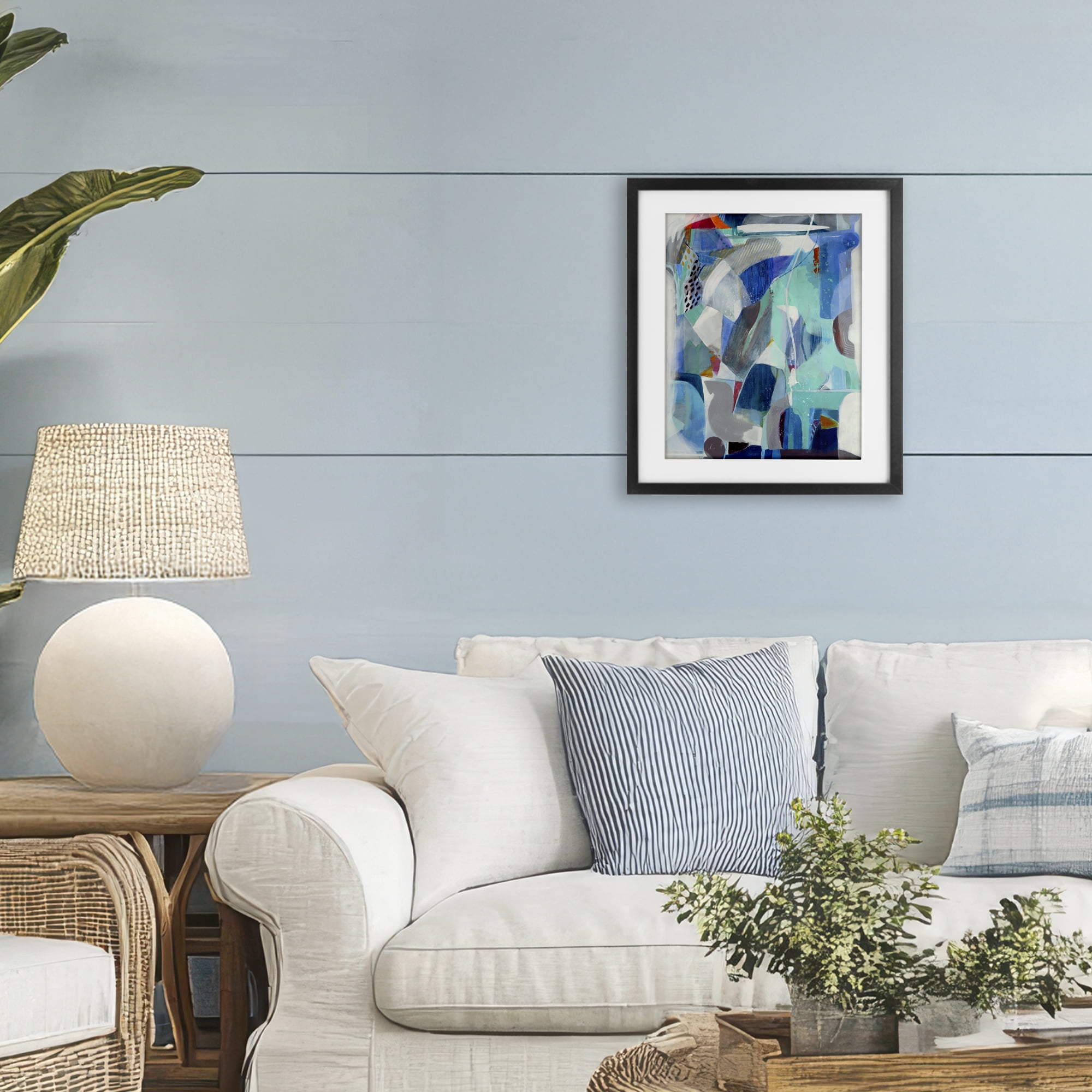 Stupell Industries Complex Blue Layers Black Framed Print Under Glass, design by Jill Martin