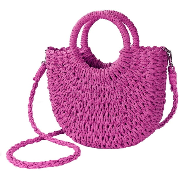LHSHID Womens Straw Beach Bag Woven Crossbody Shoulder Bags Top Handle Satchel Handbag Purse for Summer