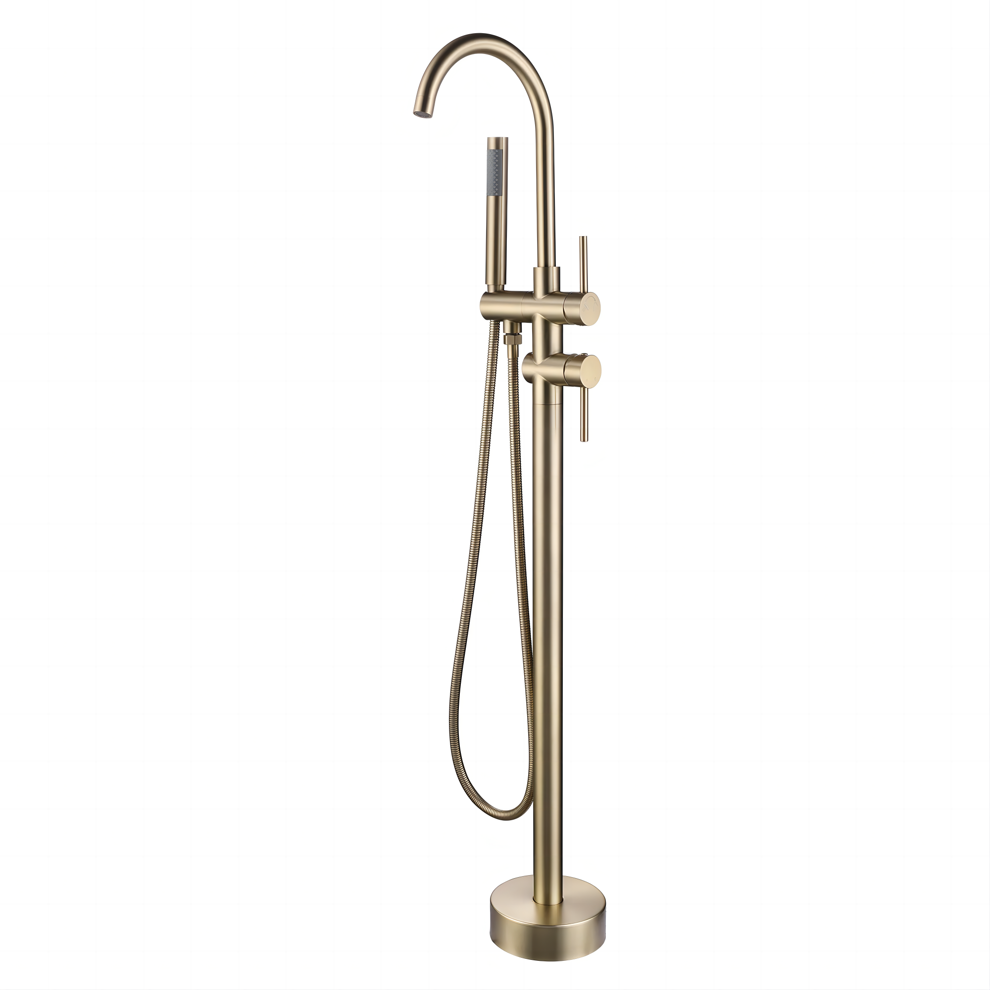 GELE Brushed Gold Floor Mount Bathtub Faucet Freestanding Tub Filler