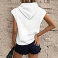 thumbnail image 7 of Dorinao Hoodies for Teen Girls Short Sleeve Preppy Puff Print Graphic Sweatshirt Casual Summer Pullover Tops, White Women Blending Shirts, M, 7 of 7