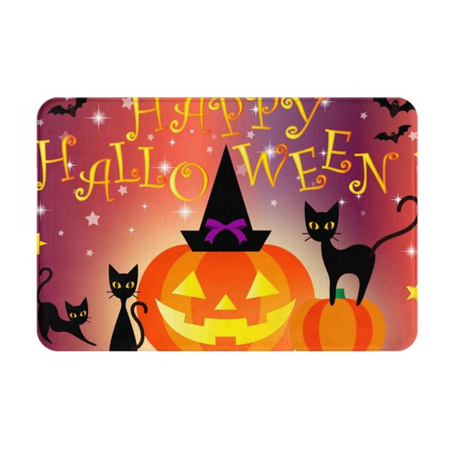 Balery Halloween Felpudo de franela, resistente a las manchas y a la decoloración, para uso interior y exterior, fácil de limpiar, 40 x 60 cm