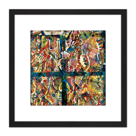 Rozsda La Descente De Croix Symbole Hermetique 1974 8X8 Inch Square Wooden Framed Wall Art Print Picture with Mount