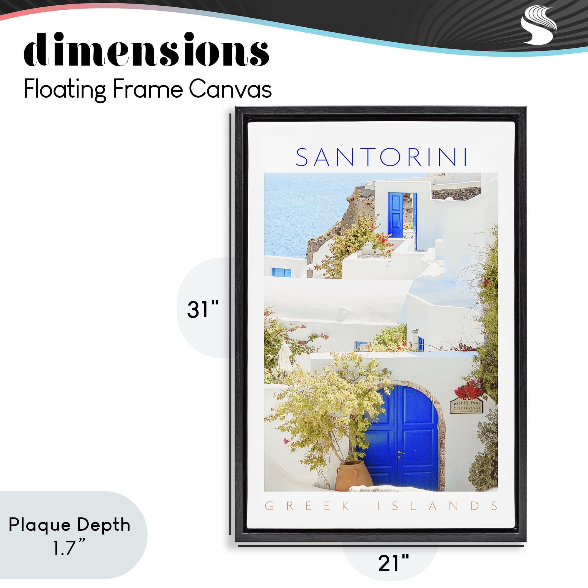 Stupell Industries Santorini Greek Islands Black Framed Floater Canvas Wall Art, design by Erin Marie