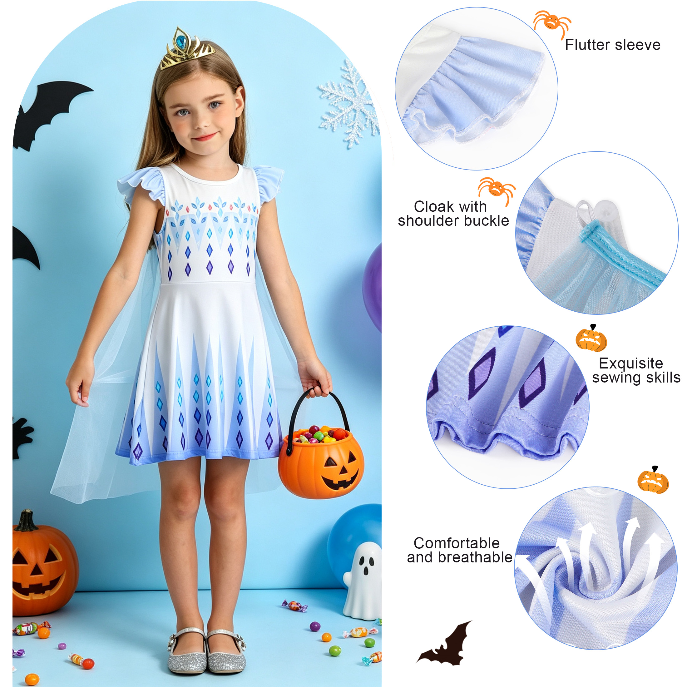 Benylion Ice Princess Dress Costume for Girls, White, 3-4 Years photo 4