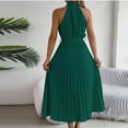 thumbnail image 4 of XFYSSS Fashion Casual Ladies Summer Elegant Round Neck Sleeveless Waist Fold Dress Cinched Pleated Dress For Women Sleeveless Round Neck Dress, 4 of 7