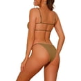 thumbnail image 3 of Conjuntos de bikini de 2 piezas de ribete INSPIRE CHIC para mujeres, traje de baño color marrón claro grande, 3 of 5