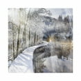 thumbnail image 1 of Winter Decorative Napkins Set of 4, Real Image of a Snow Covered Boardwalk in Forest with Lake Reflections, Silky Satin Fabric for Brunch Dinner Party, 12", Multicolor, by Ambesonne, 1 of 2