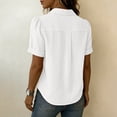 thumbnail image 5 of hoksml Women's Cotton-Linen Short Sleeve Button-Down Blouse, Pleated Front Casual Shirt Business Casual Top, 5 of 9