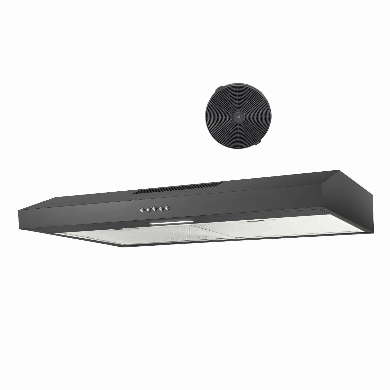 Range Hood 30 inch Under Cabinet Cooker Hood Range Hood 30 inch Under Cabinet with Charcoal Filter,Ductless Range Hood w/ 3 Speed Exhaust Fan,Stainless Steel Black Range Hood w/LED Light,Push Button,