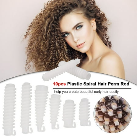 10pcs Spiral Hair Perm Rod Hairdressing Rollers Curlers Set For
