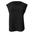 thumbnail image 4 of DuoJiaJ Womens Tops Dressy Casual Cap Sleeve Asymmetrical V Neck Work Shirts Blouses Women's Linen Shirts Black L, 4 of 4