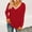 Red, variant on XPMWRP Womens Long Sleeve Oversized Tops V Neck Color Block Lightweight T Shirts Comfy Soft Loose Fit Fashion Pullover Black XL