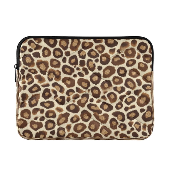 Quilted Laptop Sleeve for 13-16 Inch Laptops Protective Laptop Case Cover Lightweight Travel & Office Essentials Brown Leopard Print Pattern