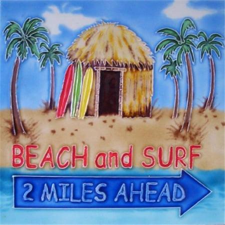 En Vogue B-176 Beach and Surf 2 Miles Ahead - Decorative Ceramic Art Tile - 8 in. x 8 in.