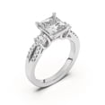 thumbnail image 2 of Golden Jewel 2.3 Ct Princess Cut Moissanite Engagement Hidden Halo Ring - 14K White Gold Plated Three-Stone Split Pave Band - Moissanite - Perfect for Proposals and Anniversaries, 2 of 3